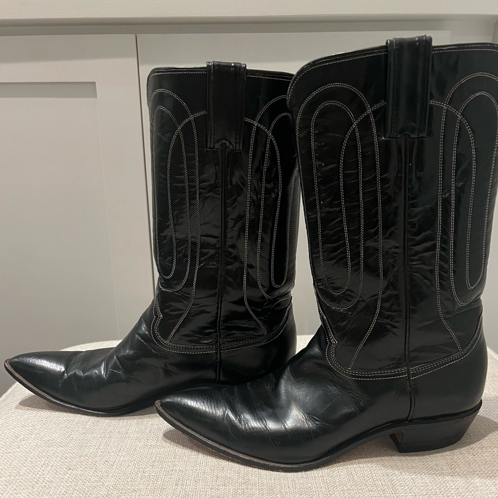 VINTAGE JUSTIN 1879 FORT WORTH TEXAS BLACK COWBOY BOOTS 
Women’s SIZE 7 1/2 Wide